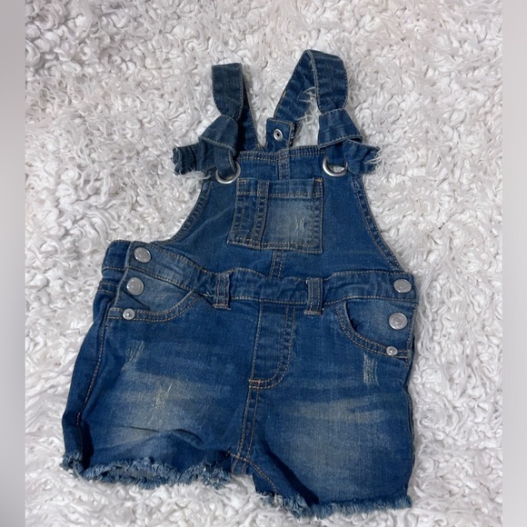 7 for all mankind Kids Blue Denim Shortalls 24m - Picture 1 of 6